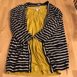 J crew sweater with banana Republic shirt combo